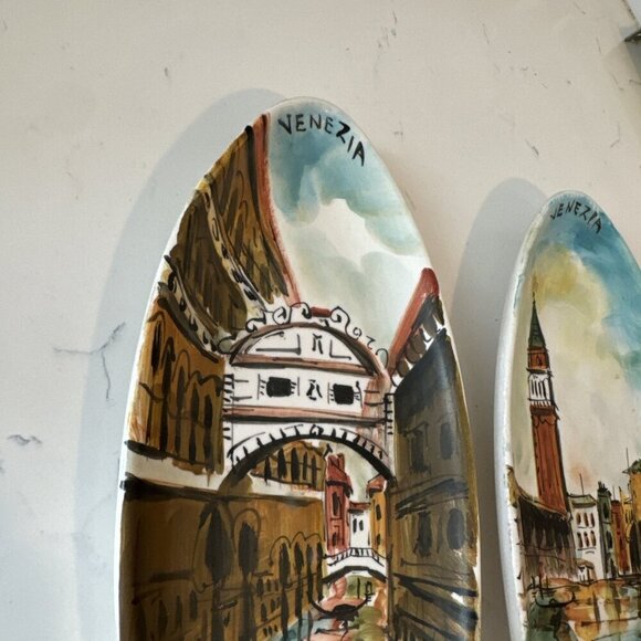 Venice Grand Canal- 2 Hand Painted Rolled Ceramic Slab Wall Hangings, Signed - Picture 9 of 16
